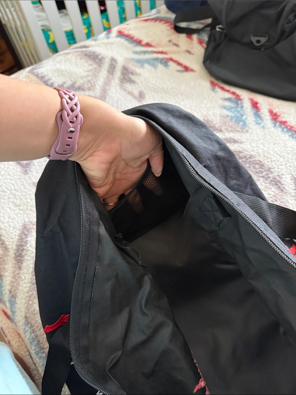 Live Forever Garment Supply Black Duffel Bag with Red Embroidered Logo